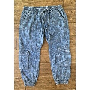 Johnny Was Pace Denim Pull-On Jogger Embroidered Cargo Jogger Sz Medium